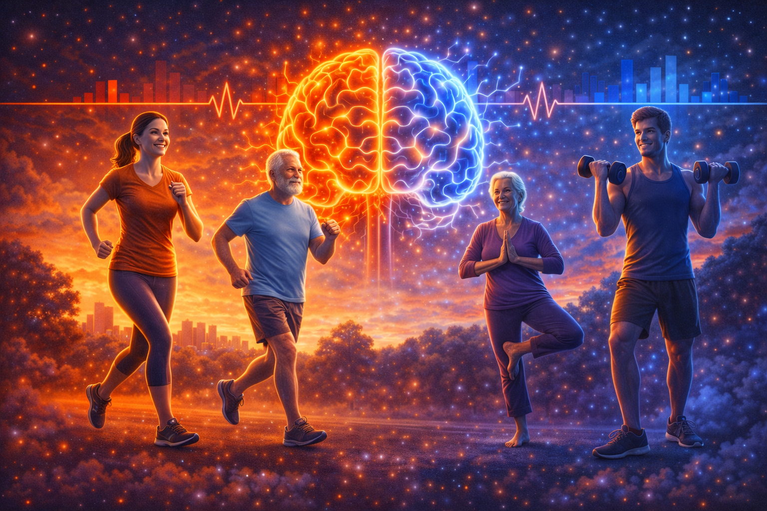 Exercício e energia sob o pôr do sol