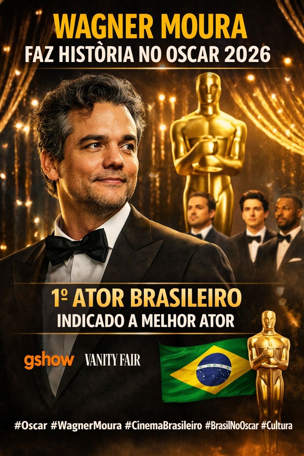 Wagner Moura não leva o Oscar, mas faz história e coloca o Brasil no centro do cinema mundial